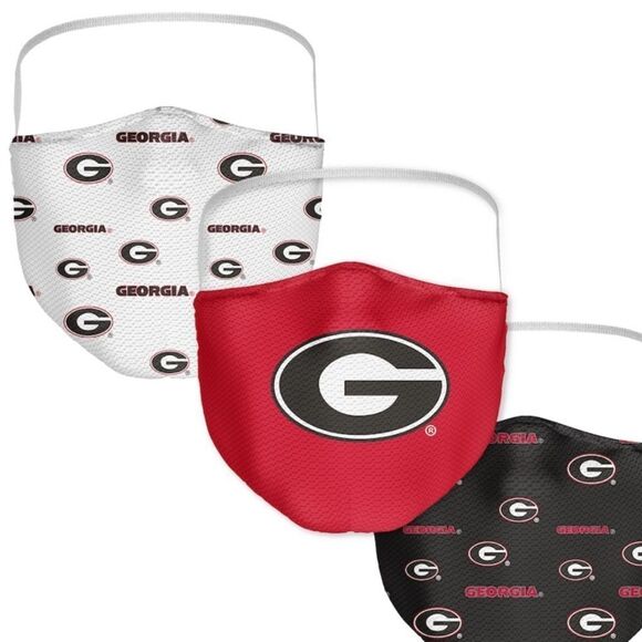 New in Package GEORGIA BULLDOGS NCAA Face Covering Face Mask Masks Set of 3 - Picture 1 of 6